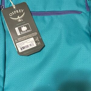 Osprey Turquoise Backpack with Purple Trim